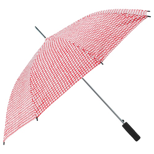 Automatisk åbning af rød og hvid paraply