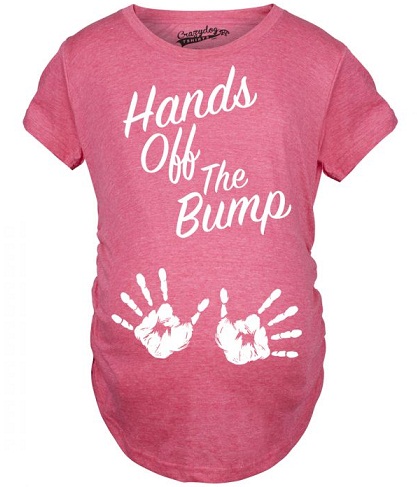 Hands off The Bump Pink Hand Prints barsel skjorte
