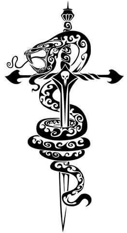 Gotisk tribal tatoveringsdesign med slangen