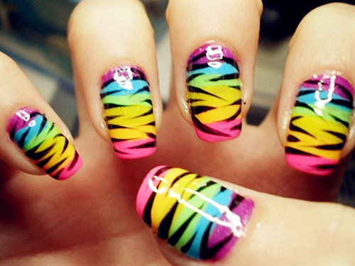 Zebra regnbue neon negle