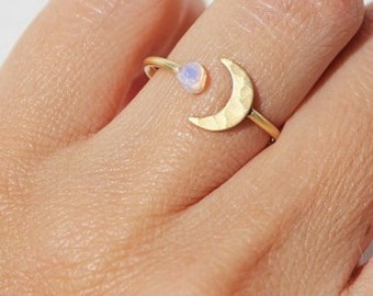 Egyedi Hold opál gyűrű