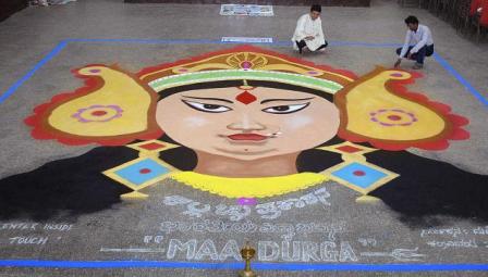 Istennő Durga Rangoli Design