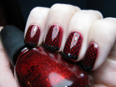 Net Red Nail Art French Tips