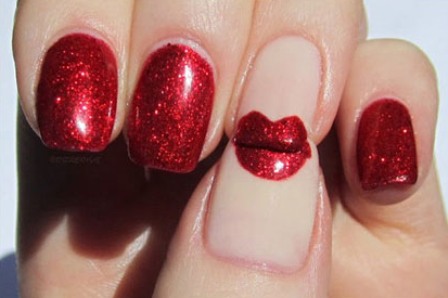 Red Kiss Nail Designs