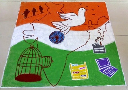 Indien kort skitserer Republik Rangoli