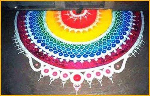 Rangoli designs med ris