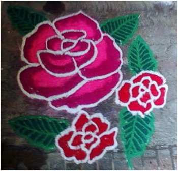 Pink Rose Rangoli Design Kolam