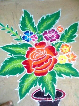 Rose Tree Rangoli Design