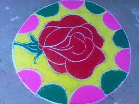 Cirkulært Rose Rangoli -mønster
