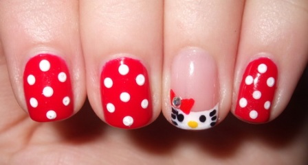 Hello Kitty Shellac Nail Design