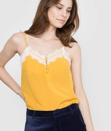 Sárga Csipkés Camisole