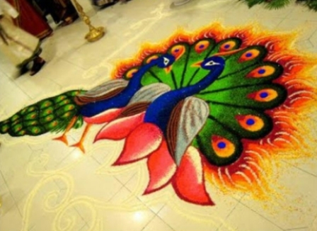 Påfugl Rangoli Design