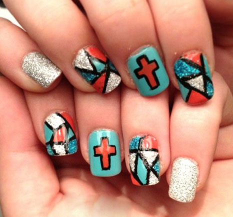 Stained Glass Church Window Nail Designs