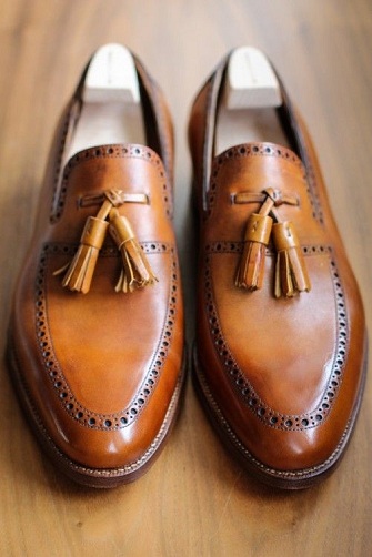 Skinnende Tan Loafers