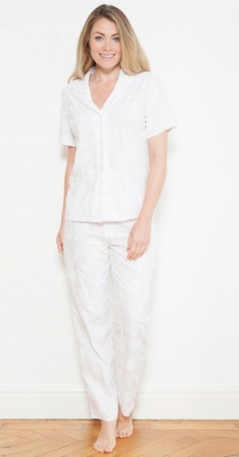 Vævet Seersucker hvid pyjamas