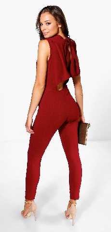 Tilbage Frill Slim Long Jumpsuits