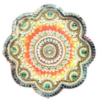 Nehéz Kundan kőmunka Fából készült Rangoli