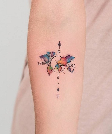 Retningsbestemt verdenskort Tattoo Designs