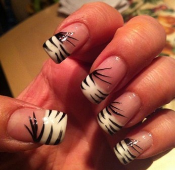 Zebra French Nail Art