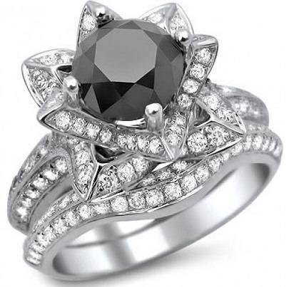 Lotus Flower Black Diamond vielsesring