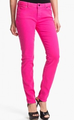Bukser skinny pink jeans med høj talje