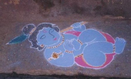 Baby Krishna Rangoli Design