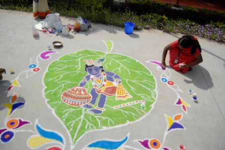 Diwali Bal Krishna Rangoli Design