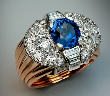 Antik Design Blue Ceylon Diamond Ring