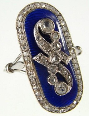 Edward -kék gyémánt gyűrű platinában
