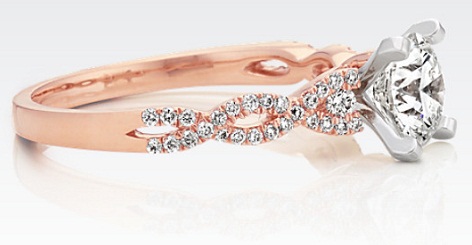 14K Rose Gold kerek pasziánsz eljegyzési gyűrű