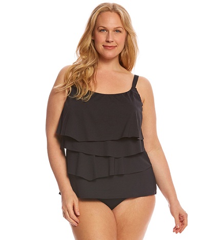 Flæset Tankini Topped Plus Size Badetøj
