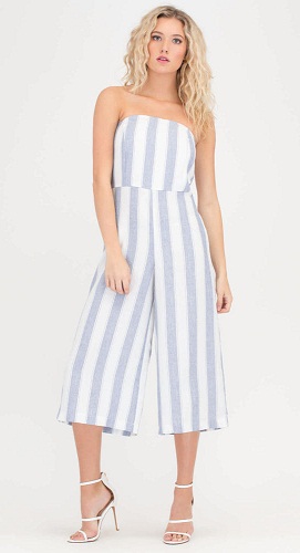 Striped Pattern Stropløs Jumpsuit