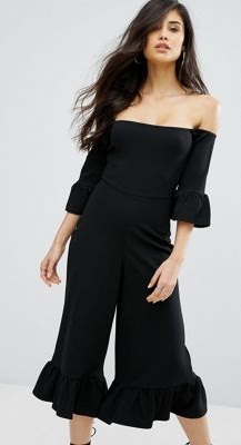 Frill manchet stropløs jumpsuit