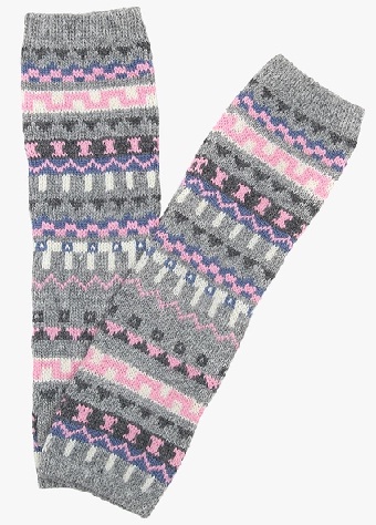 Szürke és rózsaszín nyomtatott zokni