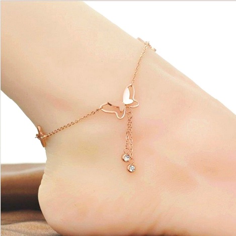 Rose Gold Butterfly Anklet