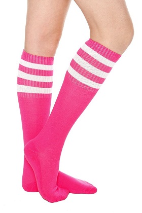 Hot Pink Knee High Crew Sokker