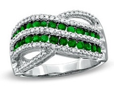 Ezüst Emerald Criss Cross eljegyzési gyűrűk