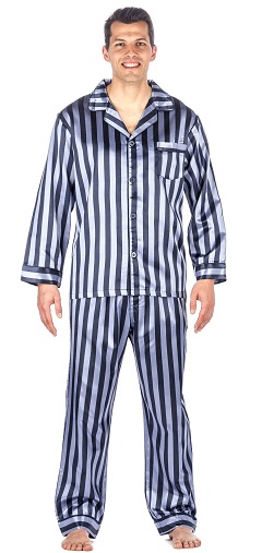 Férfi kontrasztcsöves stílusú szatén pizsama