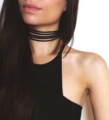 Sort skinny lag choker