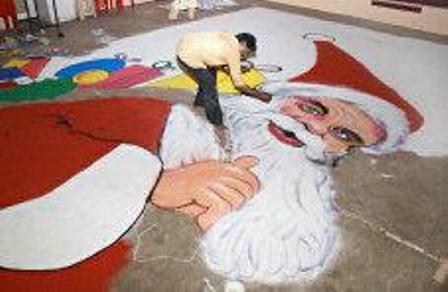 Stort Santa Rangoli -design