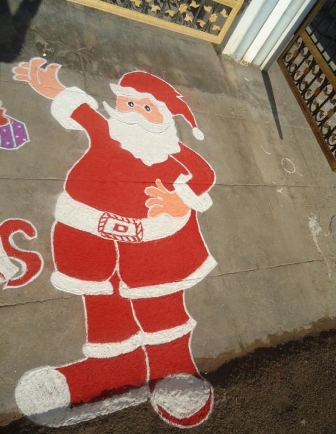 Portræt af julemanden Kolam Rangoli