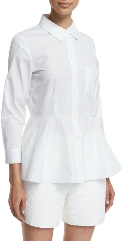 Button Down Peplum hvid bluse