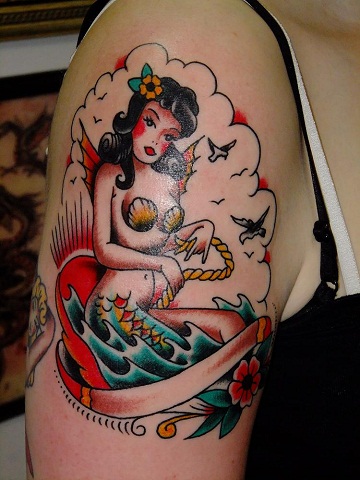 Havfrue Pin Up Girl Tattoo