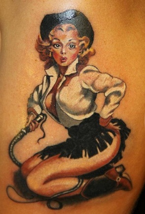 Vintage Cowgirl Look Pin Up Tattoo