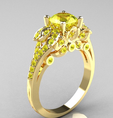 Gul guld Solitaire Topaz ring