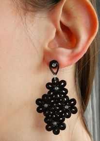 Fekete Quilling fülbevaló