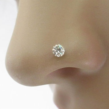 Diamant sølv næse pin