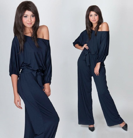 One Shoulder Navy Jumpsuits