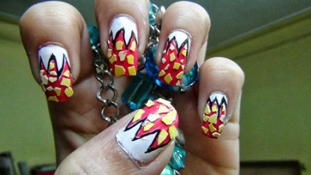 Dinosaur Jaws Nail Art With Egg Shells