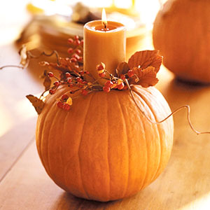 Candle Holding Falls Pumpkin Crafts